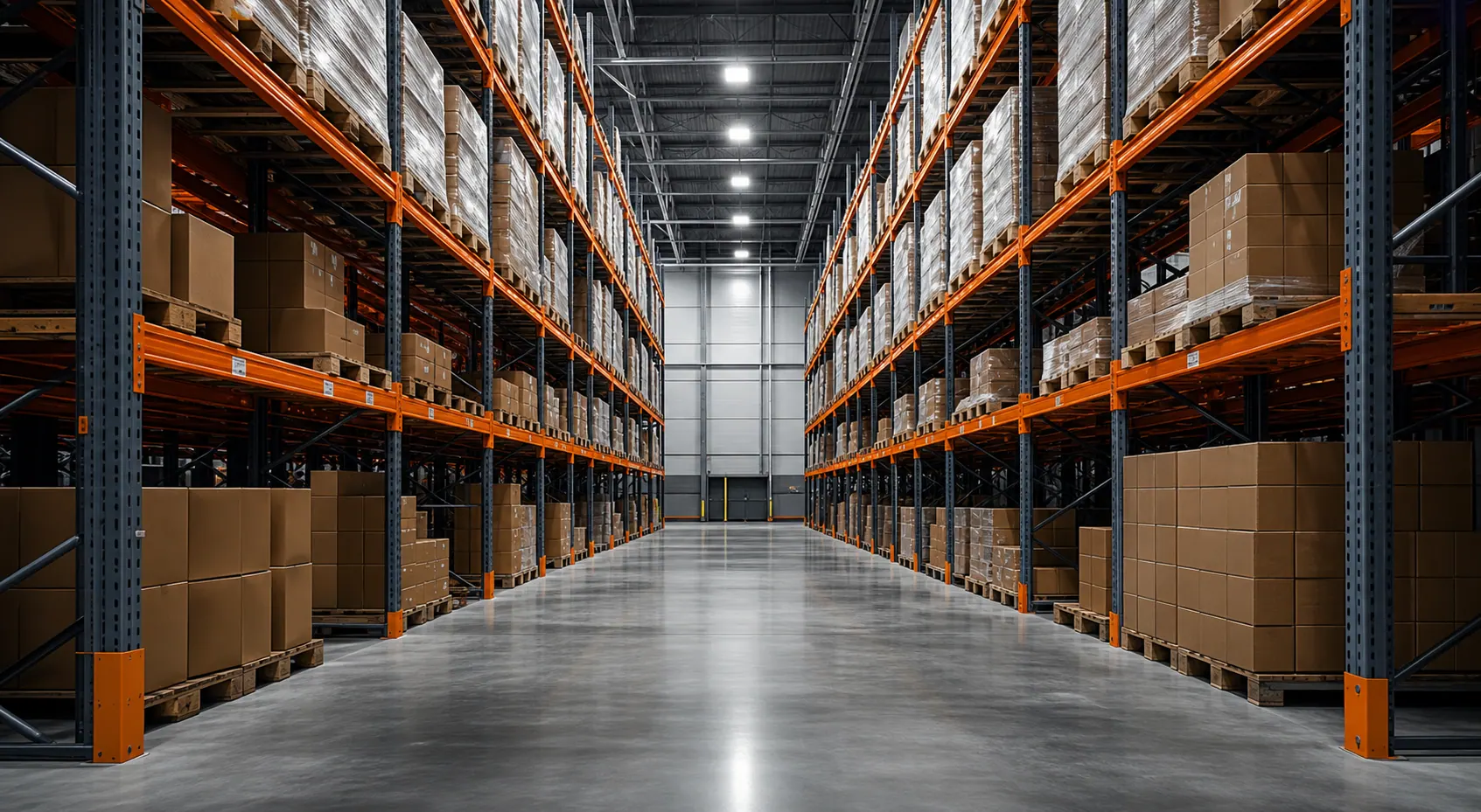 Warehouse racking with clear aisles designed for safer traffic flow